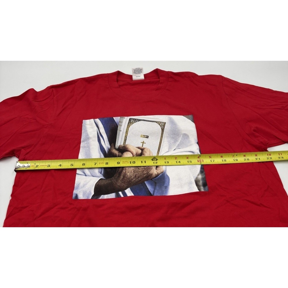 Supreme Men's L Jesus Slate Pre-Shrunk Red Graphic Y2K‎ Short Sleeve Shirt - Picture 4 of 5